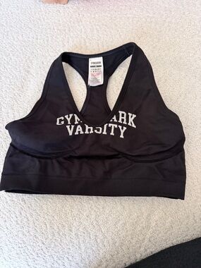 Gymshark Black Varsity Logo Racerback Sports Bra
